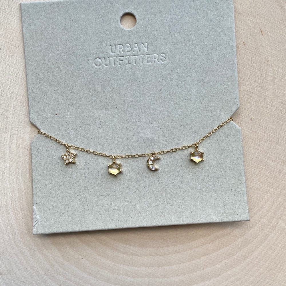 NWT Urban Outfitters Celestial Charm Bracelet Gold - Moon, Star, Glass Charms - Picture 14 of 15